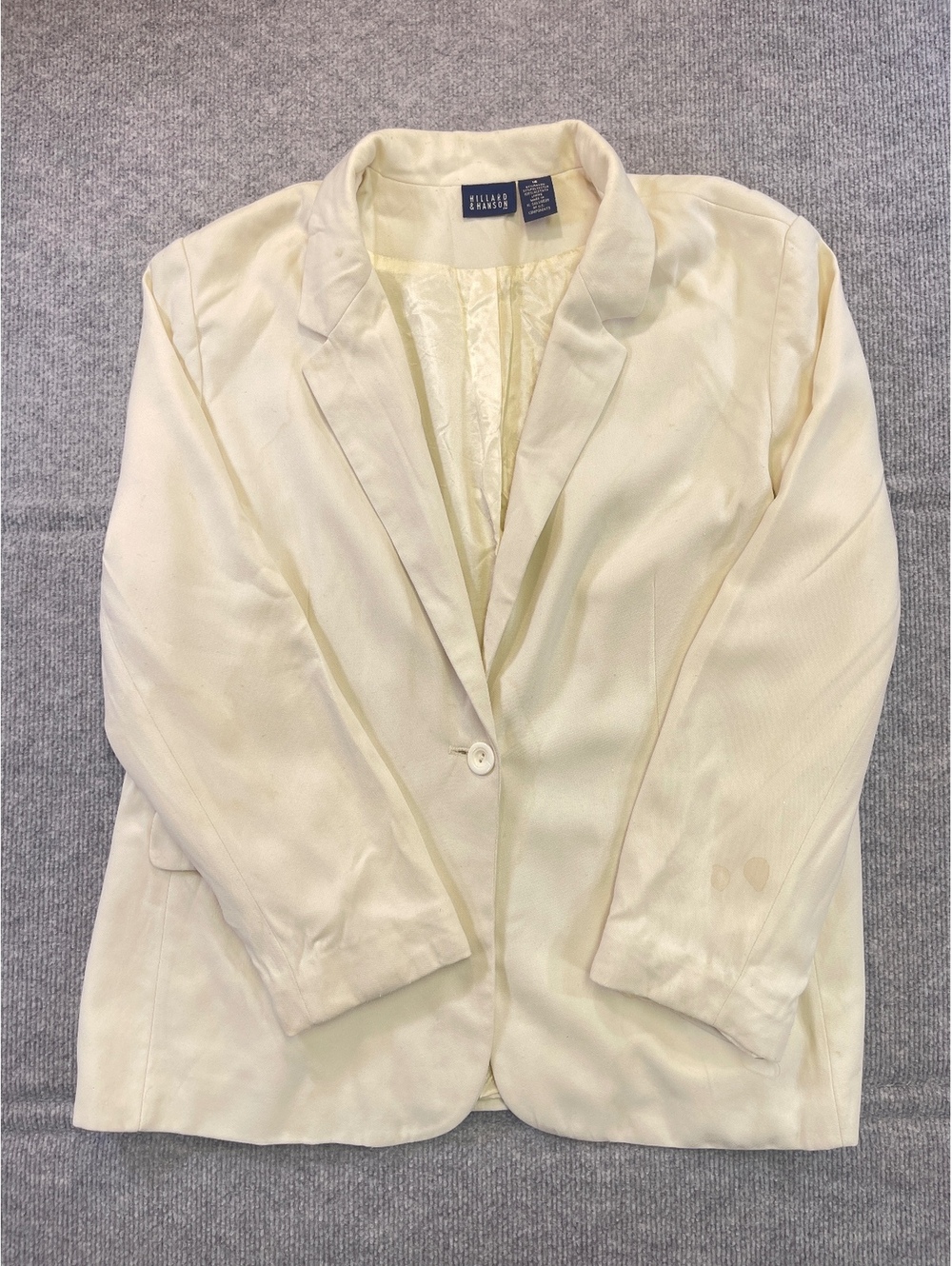 Hillard & Hanson Women Blazer Jacket Size 16 Cream Ivory One Button Lined